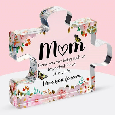 Gifts for Mom - Cute Engraved Acrylic Block Puzzle Piece - Adorable Mum Gift from Son, Daughter - Fun Christmas, Mothers Day,