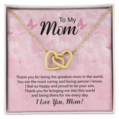 To My Mom, I Love You Interlocking Hearts Necklace