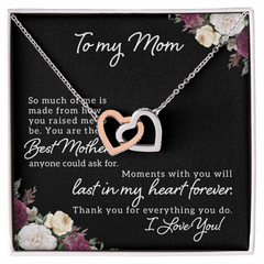 To My Mom, I Love You Interlocking Hearts Necklace