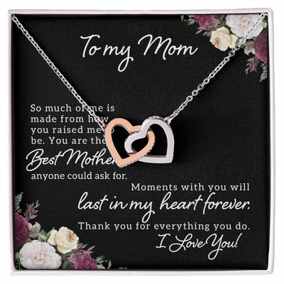 To My Mom, I Love You Interlocking Hearts Necklace