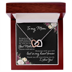 To My Mom, I Love You Interlocking Hearts Necklace