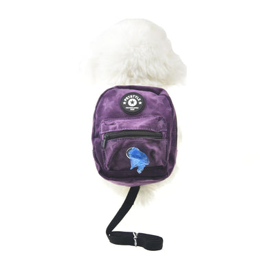 FLAdorepet Dog Backpack Harness with Leash Dog Poop Bag Dispenser Pet Self Carrier Adjustable Travel Hiking Walking Harness Backpack for Small Medium Dogs (S((Fit:5-10lb) Purple)