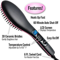 Electric Hair Straightening Brush and Straightener